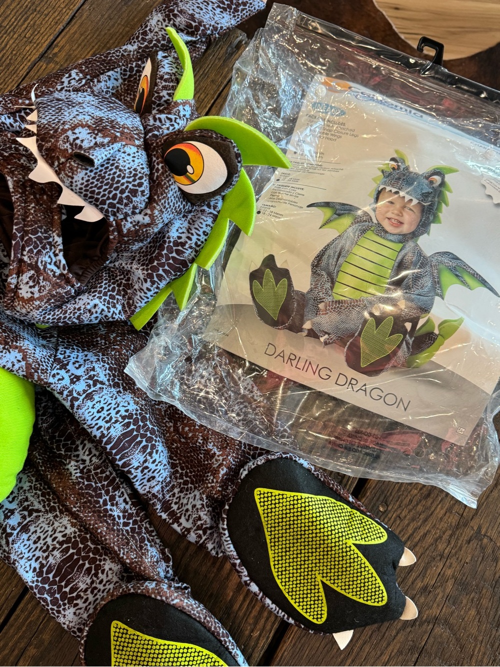 Darling Dragon Costume Toddler Kids 18-24 Months Green Brown Gray - Halloween - Picture 11 of 14